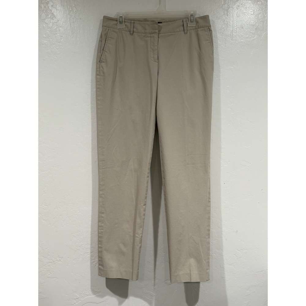 Lafayette 148 New York Beige Cotton Lycra Stretch Slim Straight Leg Pants Sz 4 - Picture 2 of 12